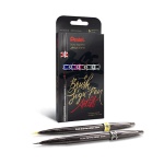 Zestaw flamastrów pędzelkowych do kaligrafii i liternictwa Pentel - 6 kolorów 