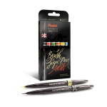 Zestaw flamastrów pędzelkowych do kaligrafii i liternictwa Pentel - 6 kolorów