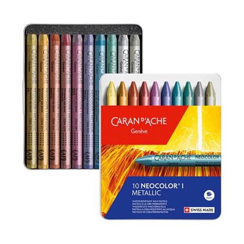 Pastele olejne Caran d'Ache Neocolor - 10 kolorów metalicznych