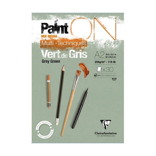 Clairefontaine Paint On Multi -Techniques Vert de Gris - 250g, A2 30ark.