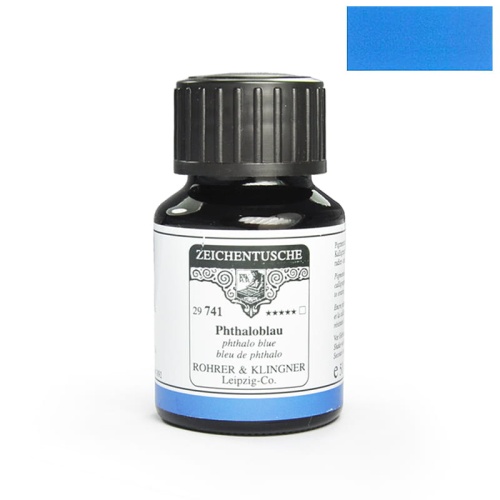 Tusz kaligraficzny rysunkowy Rohrer & Klingner 50ml - Phtaloblau