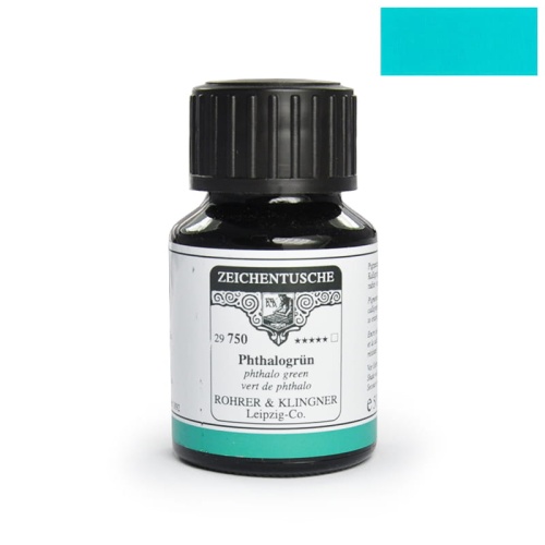 Tusz kaligraficzny rysunkowy Rohrer & Klingner 50ml - Phtalogrün