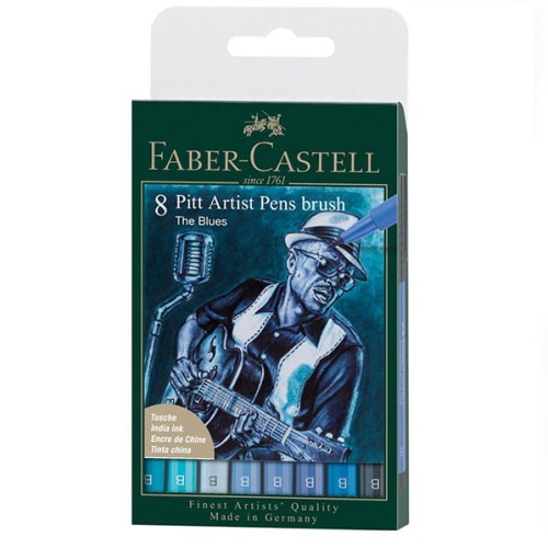 Zestaw flamastrów Pitt Artist Faber-Castell The Blues - 8 sztuk odcienie niebieskiego.jpg