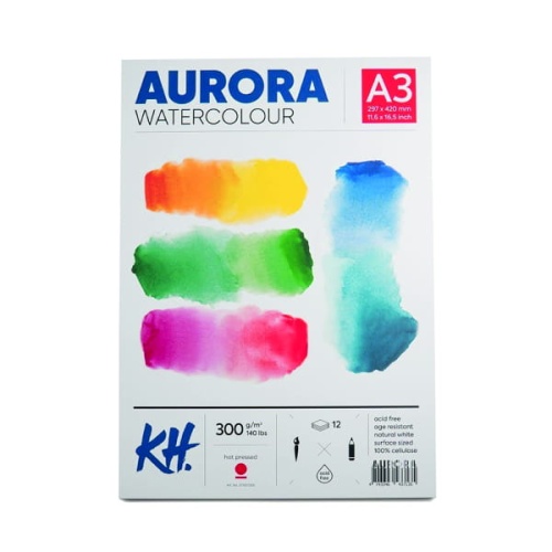 Blok do akwareli AURORA Hot Pressed (gładki) 300g,12ark.A3 klejony.jpg