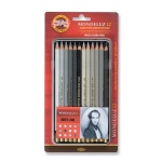 Kredki akwarelowe  Koh-i-noor Mondeluz DRAWING GREY LINE - 12 kolorów w metalowej kasecie
