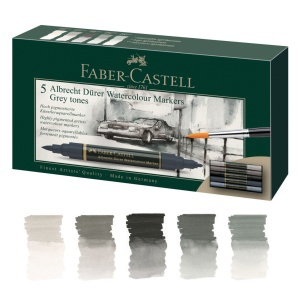Zestaw flamastrów akwarelowych Faber Castell Albrecht DÜRER odcienie szarości - 5 kolorów 