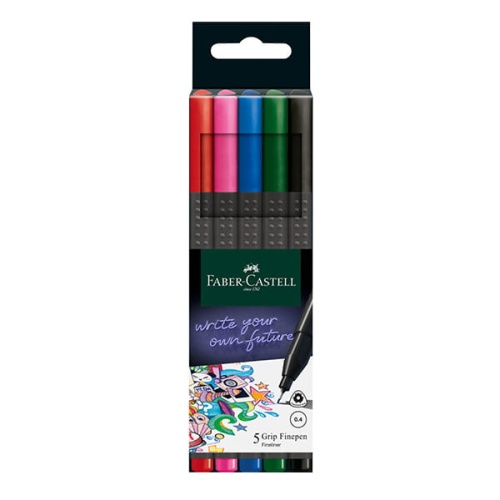 Cienkopisy Faber-Castell GRIP 2010 FINEPEN 0,4mm - zestaw 5 kolorów standardowych.jpg