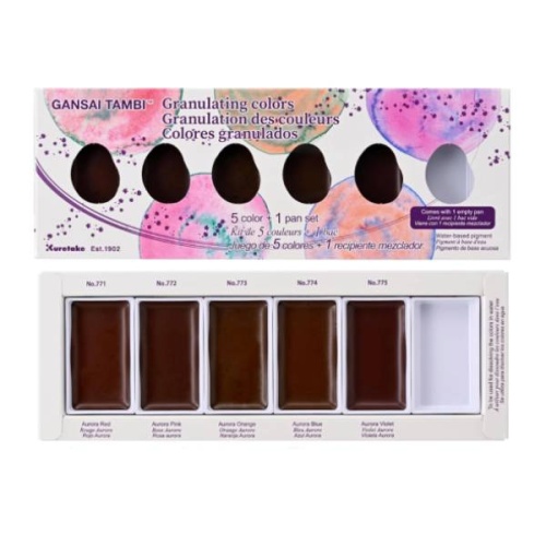 Farby akwarelowe KURETAKE Gansai Tambi Granulating Colors 5 kolorów