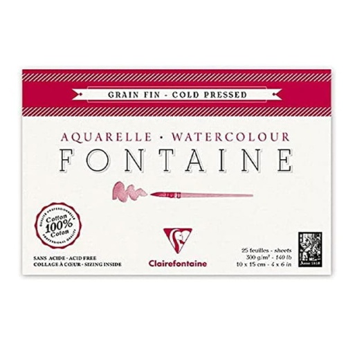 Blok do akwareli FONTAINE Clairefontaine - Grain Fin - 300g, 25ark, 10x15cm.jpg