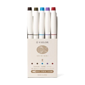 Flamastry kaligraficzne Sailor Shikiori - brush i cienkopis - lato