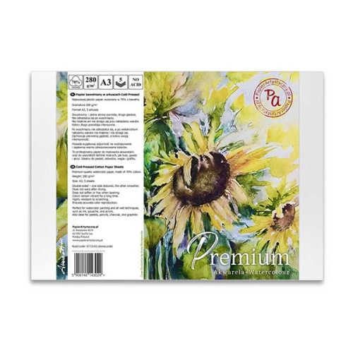 Papier akwarelowy Papierartystyczny.pl Cold Pressed Premium Słoneczniki - 280g, A3, 5ark..jpg