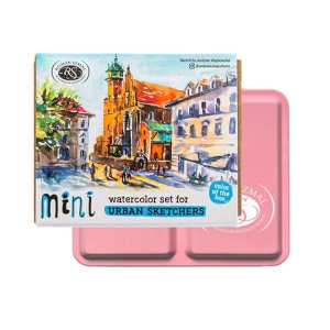Farby akwarelowe w kostkach Roman Szmal Mini Urban Sketchers Pink - 8 kolorów 