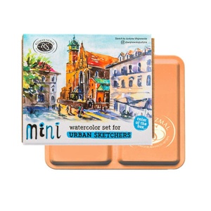 Farby akwarelowe w kostkach Roman Szmal Mini Urban Sketchers Apricot - 8 kolorów