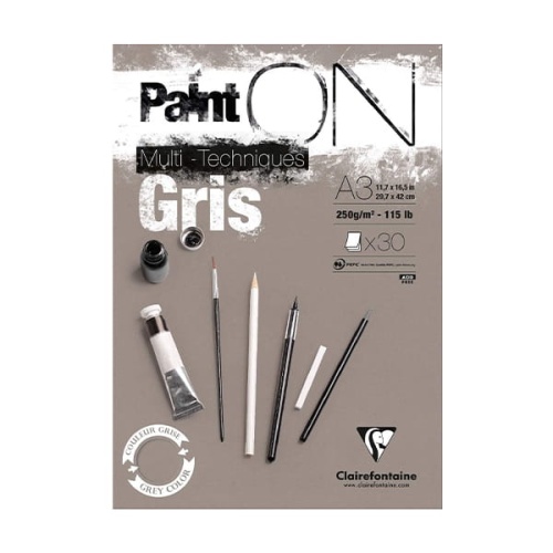 Blok uniwersalny Clairefontaine Paint On GRIS Multi -Techniques - 250g, A3, 30ark..jpg