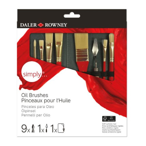 Zestaw pędzli syntetycznych Daler Rowney Simply Oil Brushes - 10 sztuk + etui.jpg