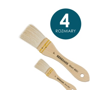 Pędzle z koziego włosia RENESANS 8021 krótkie trzonki, szerokie płaskie - różne rozmiary 