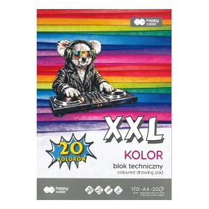 Blok techniczny Happy Color - 170g, 20ark. A4 - kolorowy