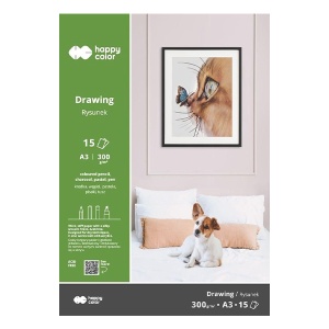 Szkicownik, blok do rysunku Happy Color - 300g, 15ark, A3