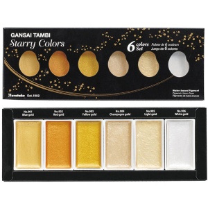 Farby akwarelowe Kuretake Gansai Tambi 6 kolorów Starry Colors