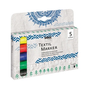 Zestaw markerów do tkanin KREUL TEXTIL SUNNY do jasnych tkanin - 5 sztuk