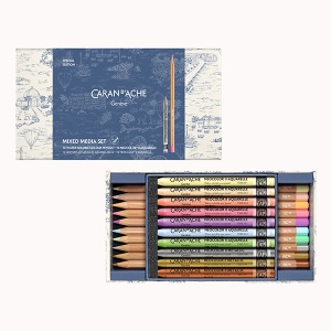 Kredki akwarelowe Caran d'Ache Supracolor Aquarelle & Neocolor II Aquarelle Toile de Jouy - edycja limitowana